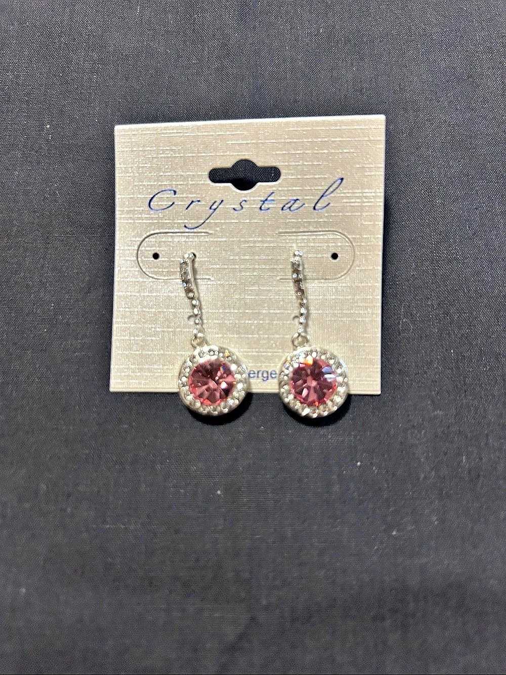 Crystal Pink Rhinestone Drop Earrings NWT
